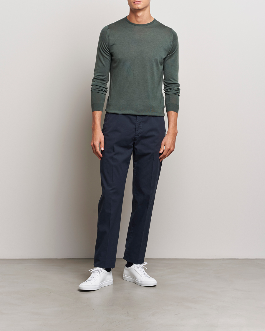 Herre | Trøjer | John Smedley | Lundy Extra Fine Merino Crew Neck Highland Green