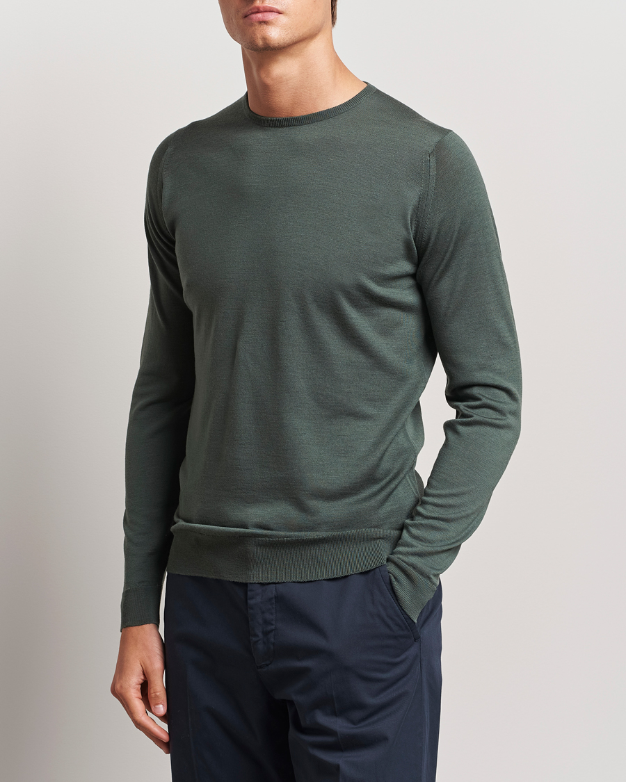 Herre | Trøjer | John Smedley | Lundy Extra Fine Merino Crew Neck Highland Green