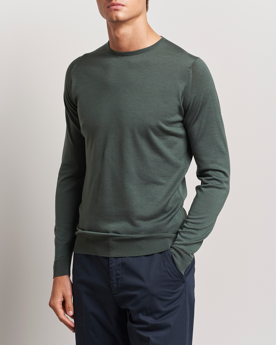 Herre |  | John Smedley | Lundy Extra Fine Merino Crew Neck Highland Green