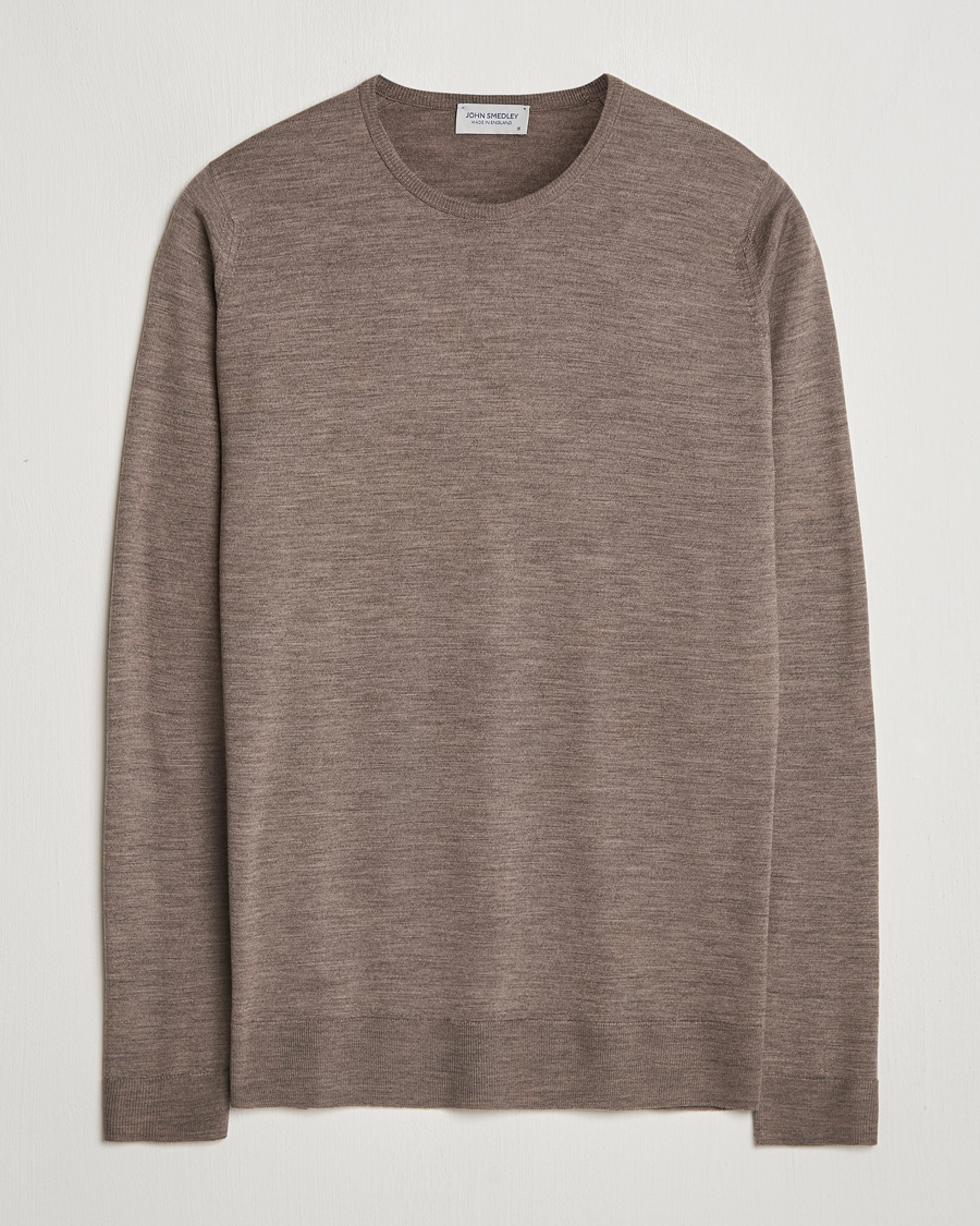 Herre | Trøjer | John Smedley | Lundy Extra Fine Merino Crew Neck Mushroom Brown