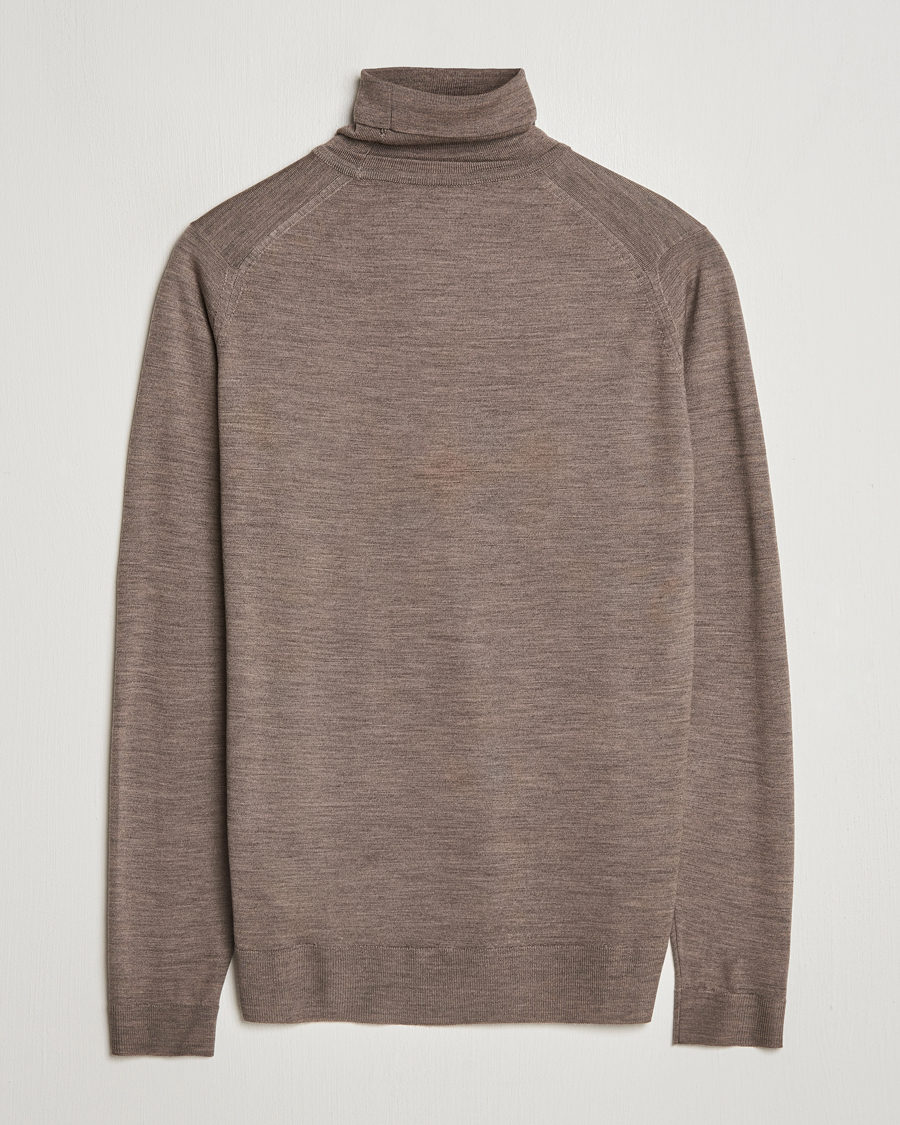 Herre | Trøjer | John Smedley | Cherwell Extra Fine Merino Rollneck Mushroom Brown