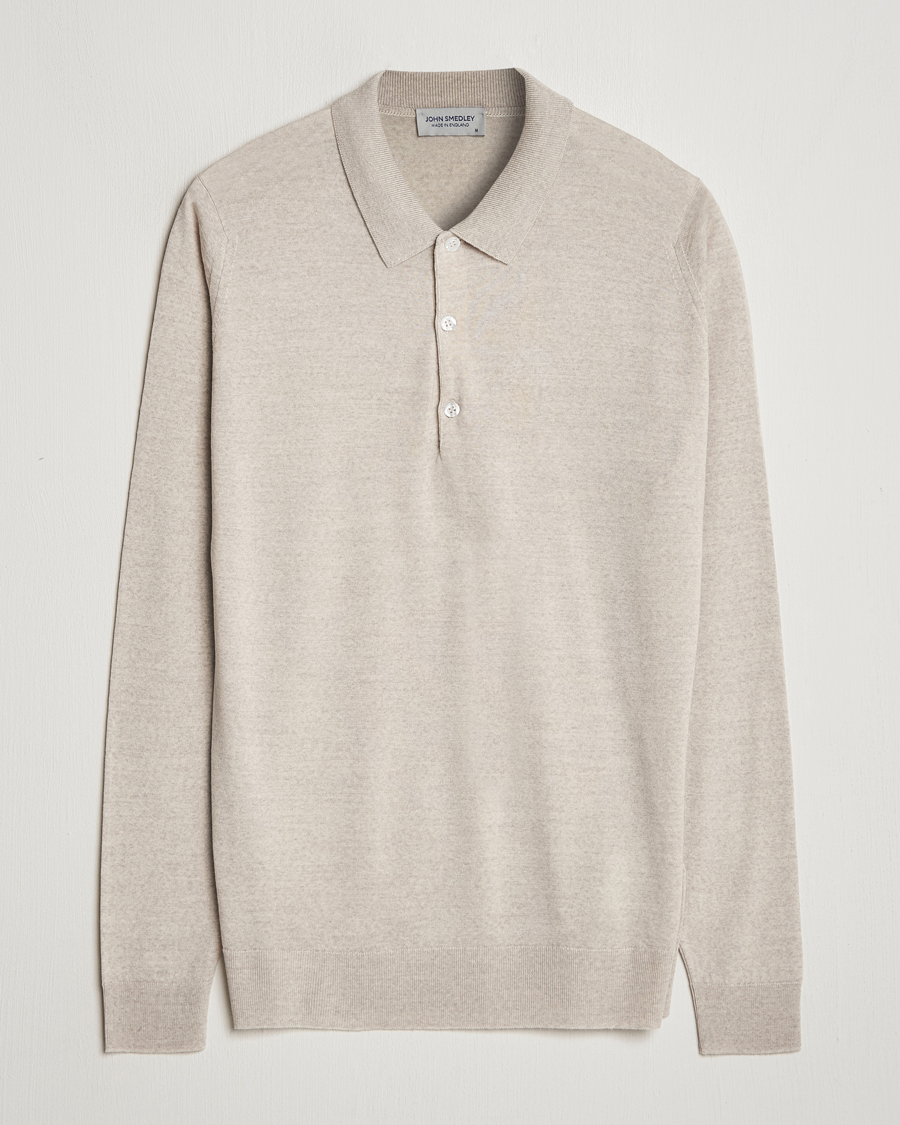 Herre | Trøjer | John Smedley | Belper Extra Fine Merino Polo Pullover Grey Fleece