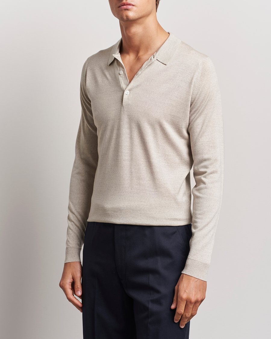 Herre | Trøjer | John Smedley | Belper Extra Fine Merino Polo Pullover Grey Fleece