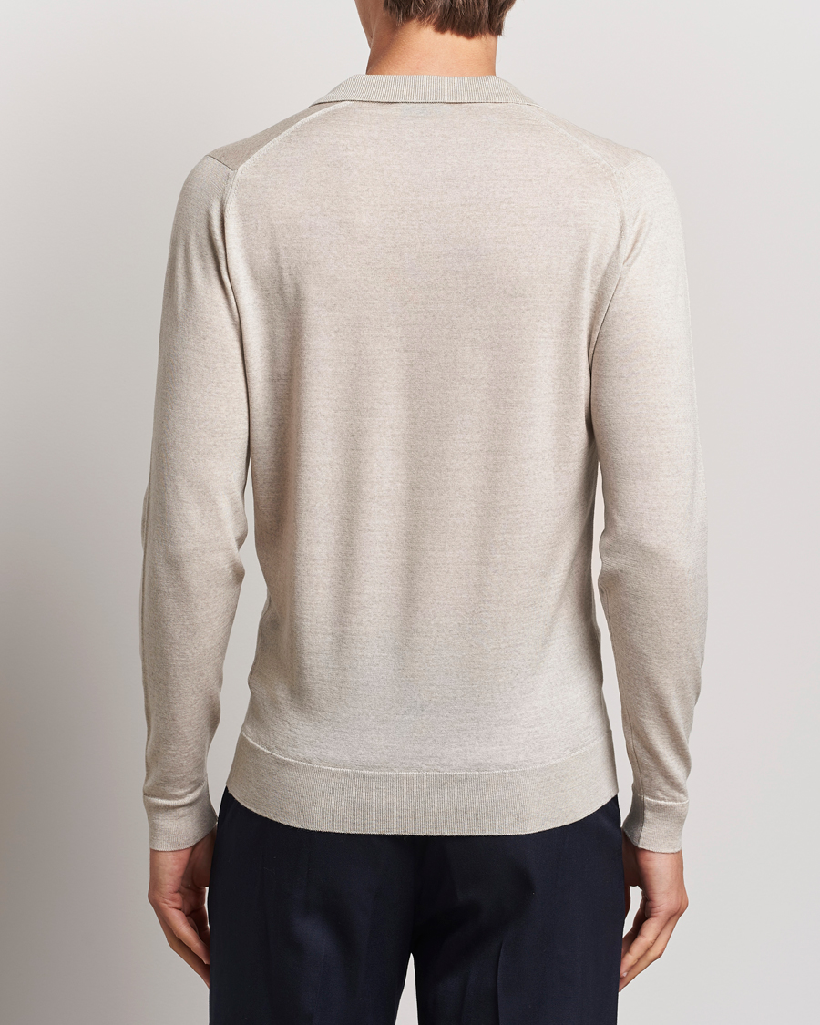 Herre | Trøjer | John Smedley | Belper Extra Fine Merino Polo Pullover Grey Fleece