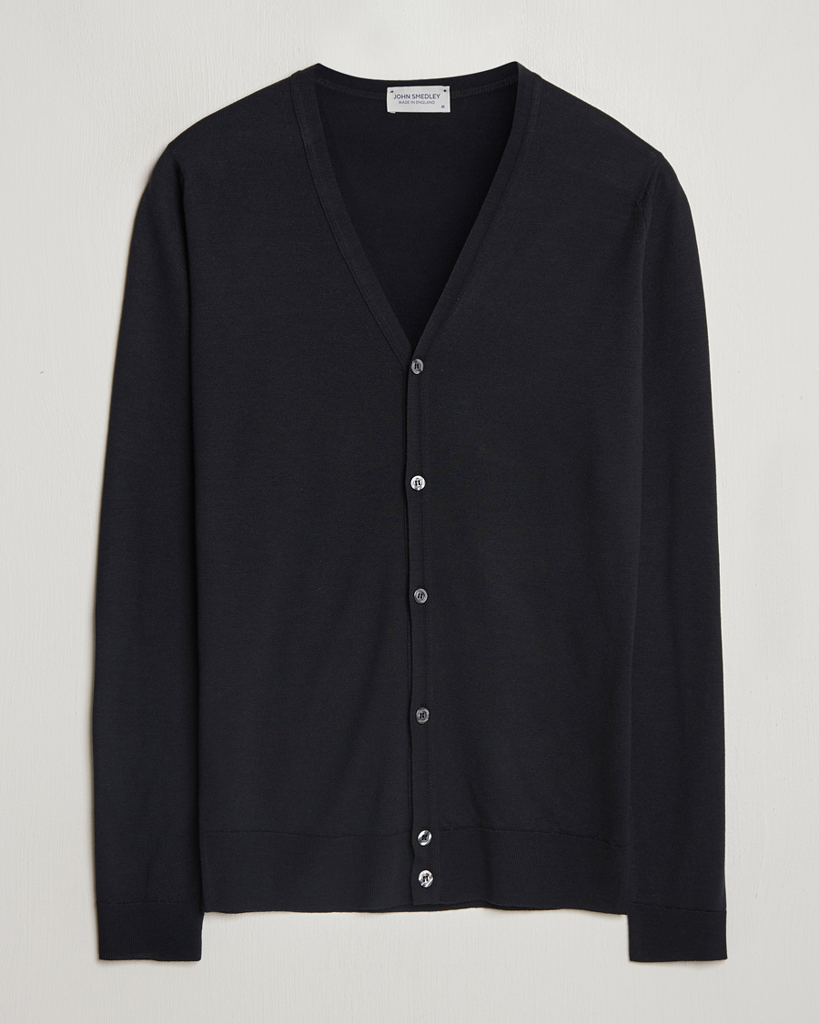 Herre | Trøjer | John Smedley | Petworth Extra Fine Merino Cardigan Black