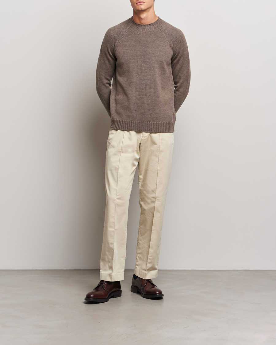 Herre | Trøjer | John Smedley | Denver Extra Fine Merino Crew Neck Mushroom Brown