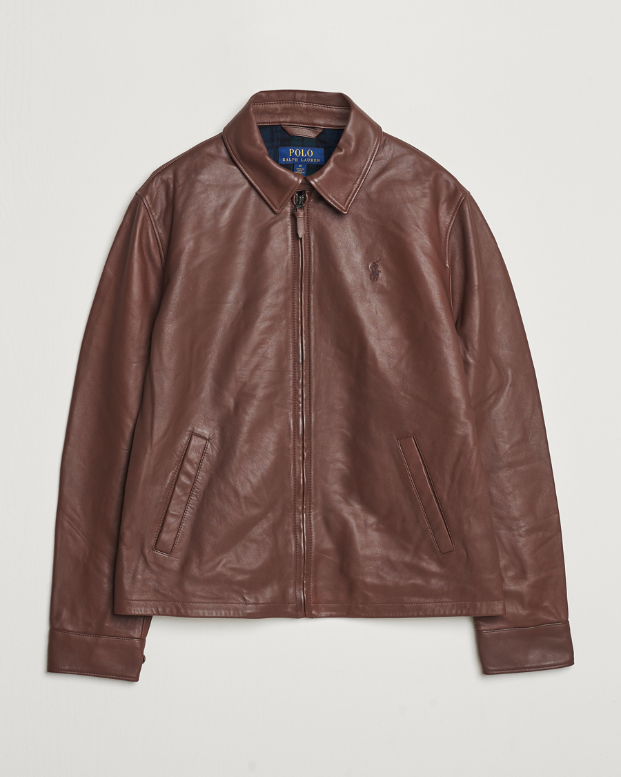Herre | Jakker | Polo Ralph Lauren | Maxwell Windbreaker Leather Jacket Bison Brown
