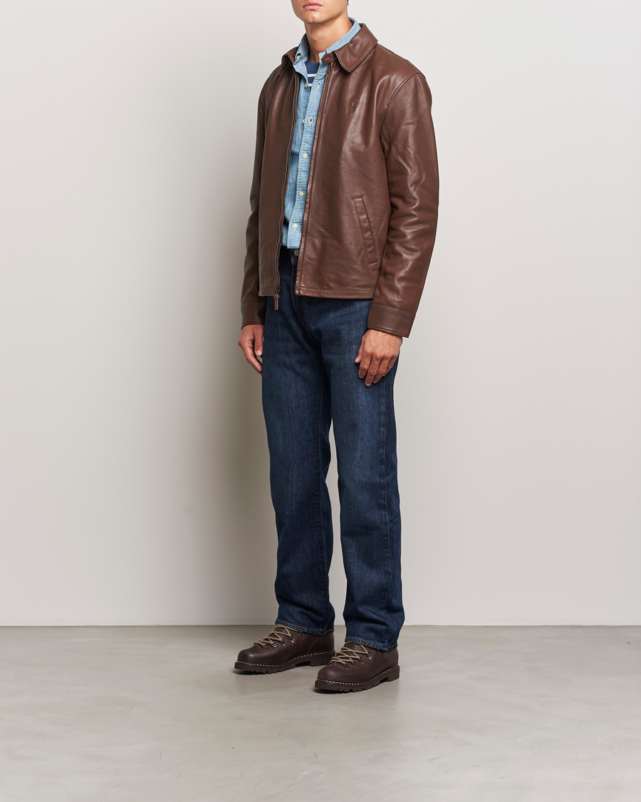 Herre | Jakker | Polo Ralph Lauren | Maxwell Windbreaker Leather Jacket Bison Brown