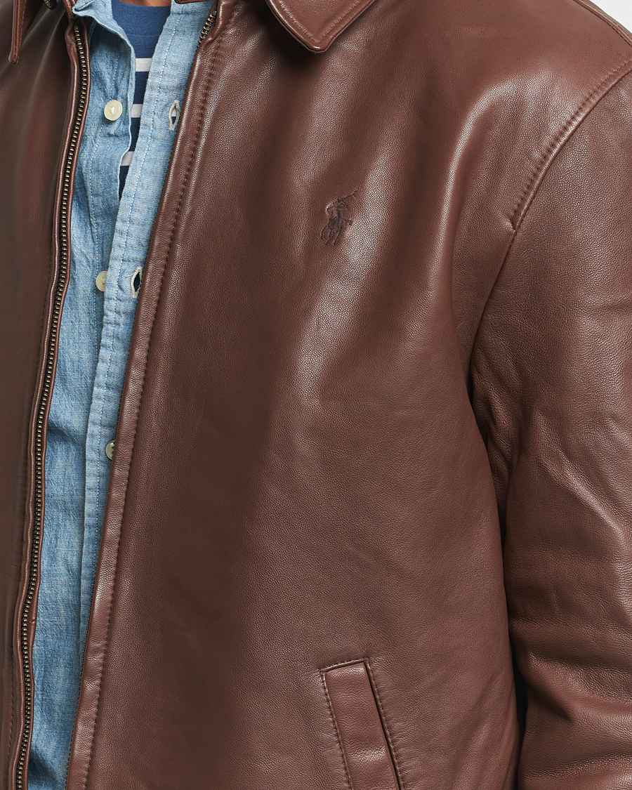 Herre | Jakker | Polo Ralph Lauren | Maxwell Windbreaker Leather Jacket Bison Brown