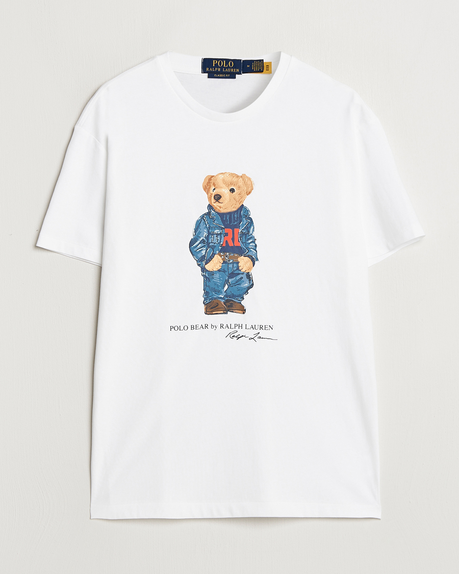 Herre | T-Shirts | Polo Ralph Lauren | Crew Neck T-Shirt White Denim Bear