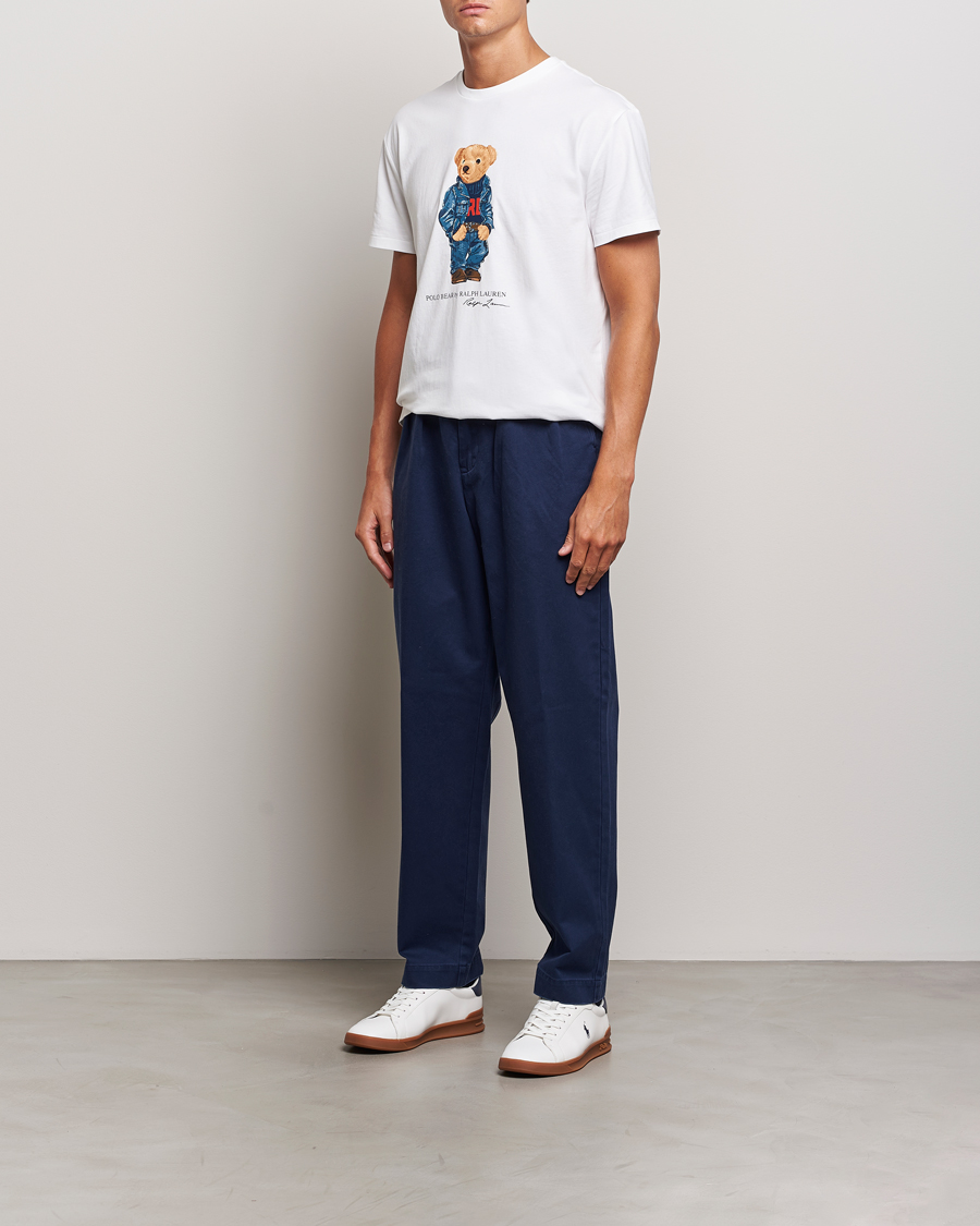 Herre | T-Shirts | Polo Ralph Lauren | Crew Neck T-Shirt White Denim Bear