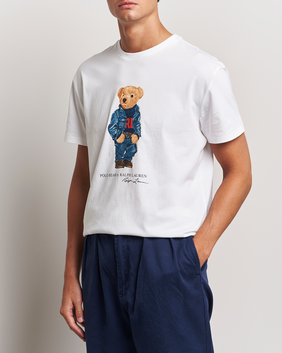 Herre | T-Shirts | Polo Ralph Lauren | Crew Neck T-Shirt White Denim Bear