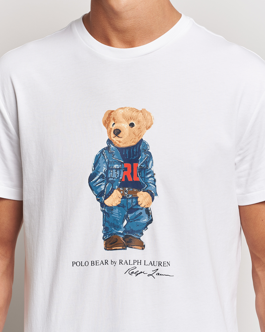 Herre | T-Shirts | Polo Ralph Lauren | Crew Neck T-Shirt White Denim Bear