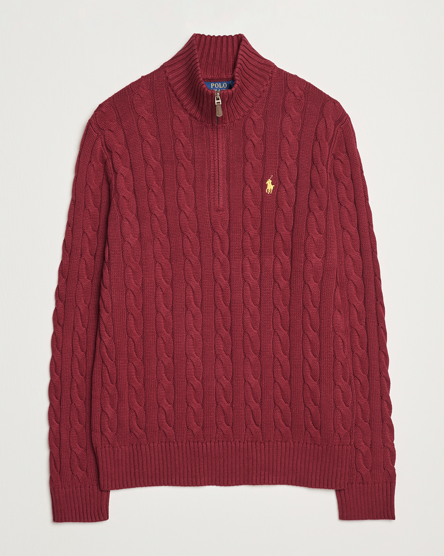 Herre | Trøjer | Polo Ralph Lauren | Cotton Cable Half Zip Red Carpet