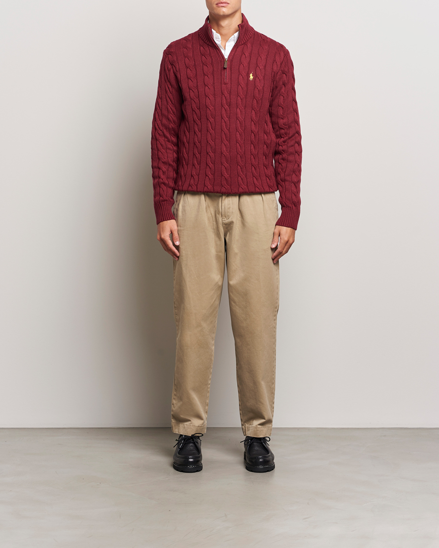 Herre | Trøjer | Polo Ralph Lauren | Cotton Cable Half Zip Red Carpet