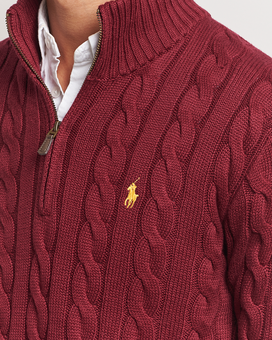 Herre | Trøjer | Polo Ralph Lauren | Cotton Cable Half Zip Red Carpet
