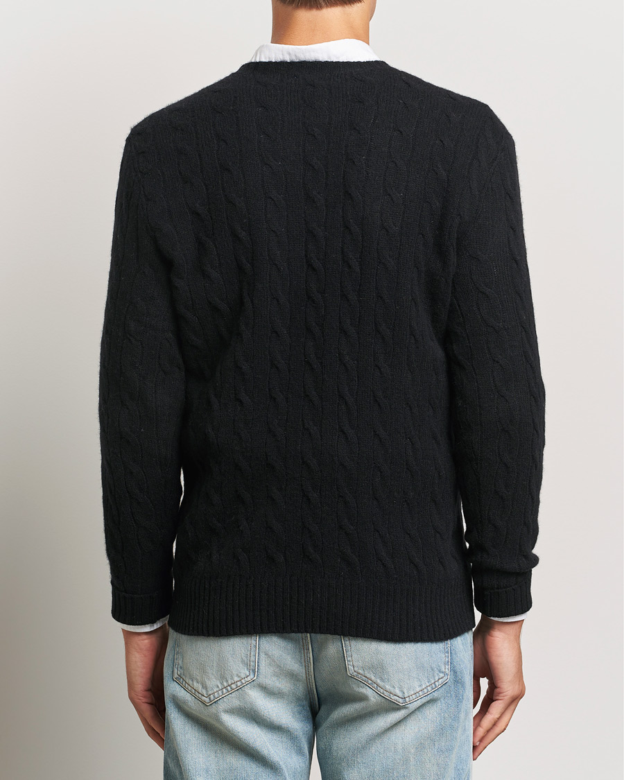 Herre | Trøjer | Polo Ralph Lauren | Wool/Cashmere Cable Crew Neck Polo Black