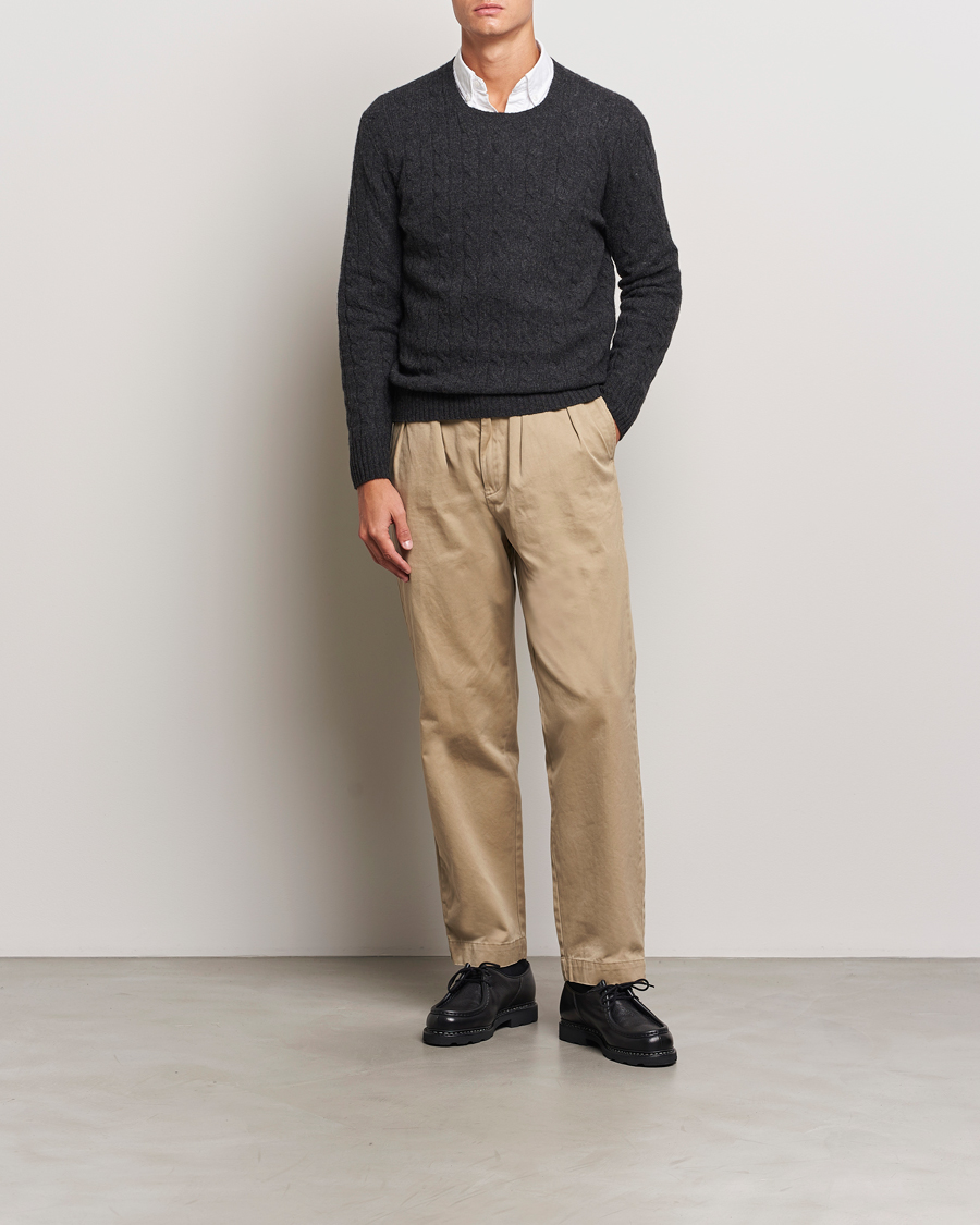Herre | Trøjer | Polo Ralph Lauren | Wool/Cashmere Cable Crew Neck Dark Granite Heather