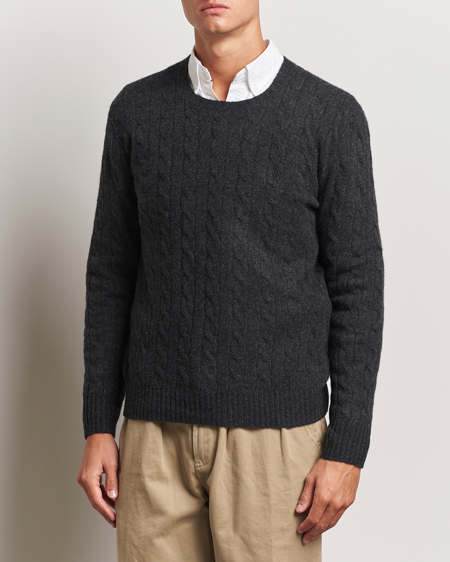 Herre | Trøjer | Polo Ralph Lauren | Wool/Cashmere Cable Crew Neck Dark Granite Heather