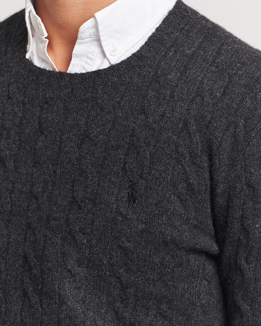 Herre | Trøjer | Polo Ralph Lauren | Wool/Cashmere Cable Crew Neck Dark Granite Heather