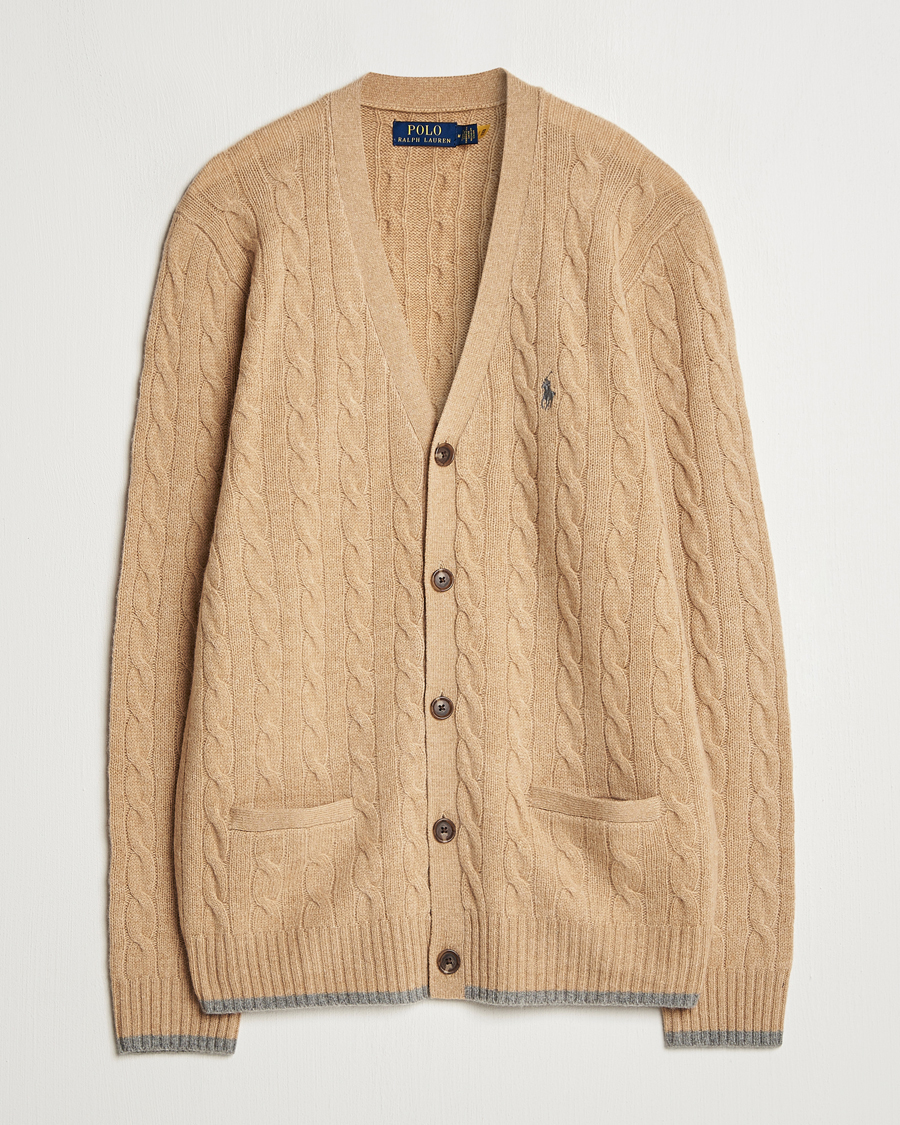 Herre | Trøjer | Polo Ralph Lauren | Wool/Cashmere Cable Cardigan Camel Melange