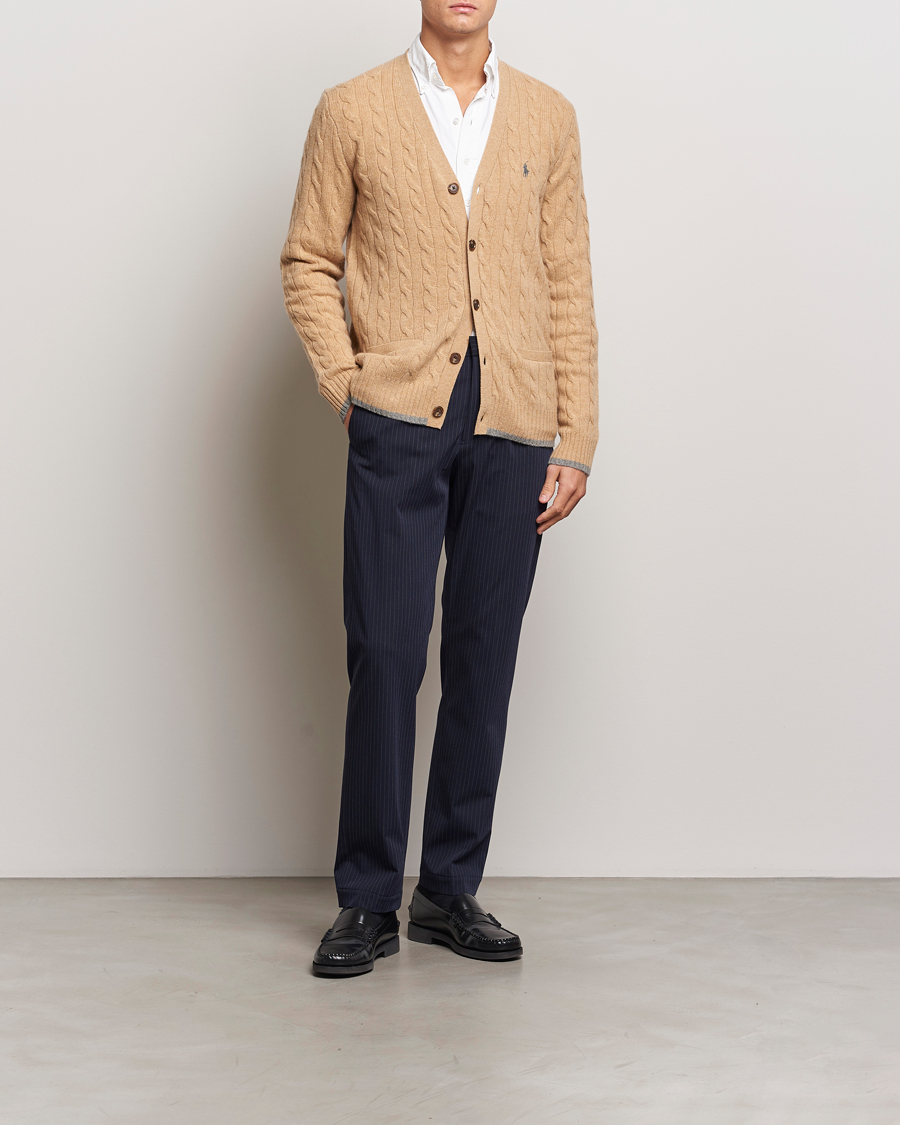 Herre | Trøjer | Polo Ralph Lauren | Wool/Cashmere Cable Cardigan Camel Melange