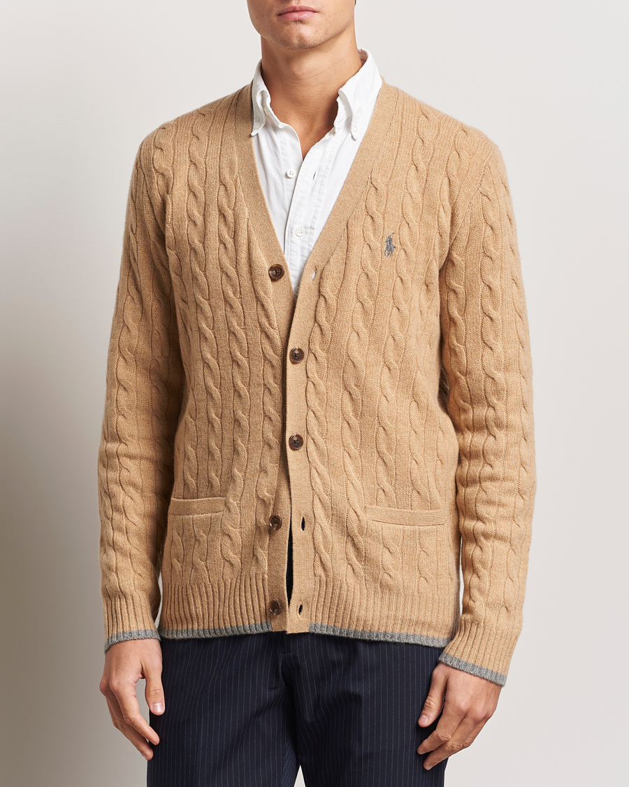 Herre | Trøjer | Polo Ralph Lauren | Wool/Cashmere Cable Cardigan Camel Melange