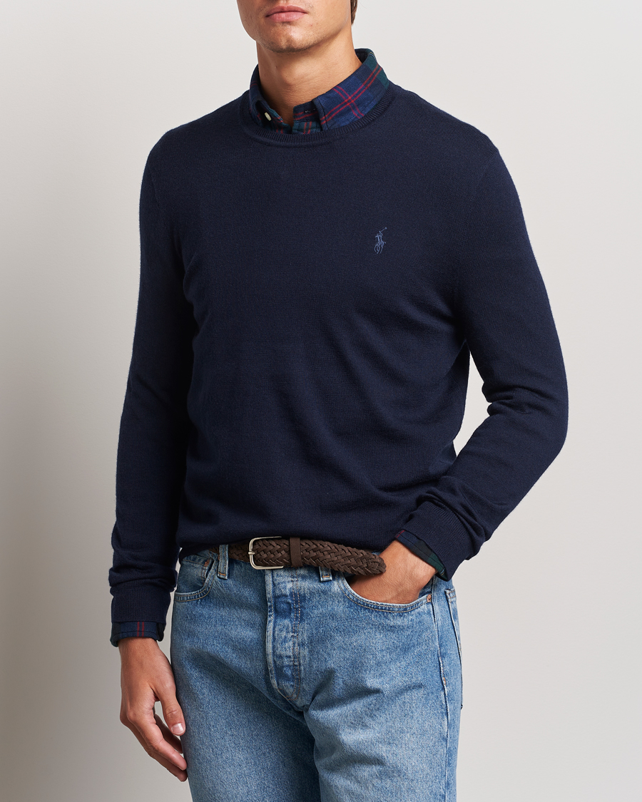 Herre | Trøjer | Polo Ralph Lauren | Merino Crew Neck Pullover Hunter Navy