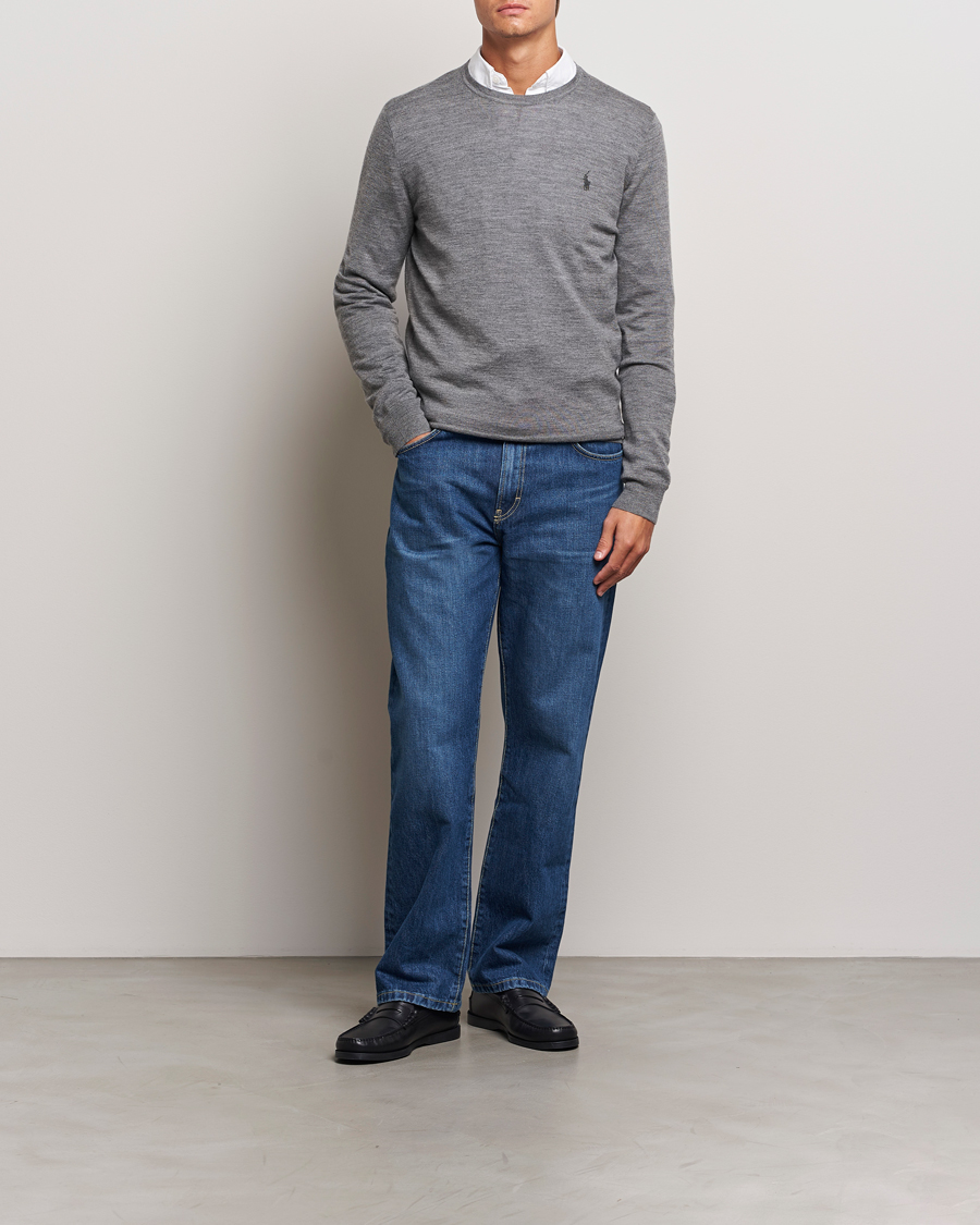 Herre | Trøjer | Polo Ralph Lauren | Merino Crew Neck Pullover Fawn Grey Heather