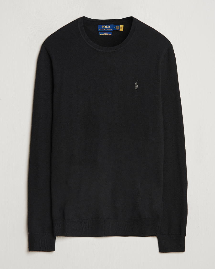 Herre | Trøjer | Polo Ralph Lauren | Merino Crew Neck Pullover Polo Black