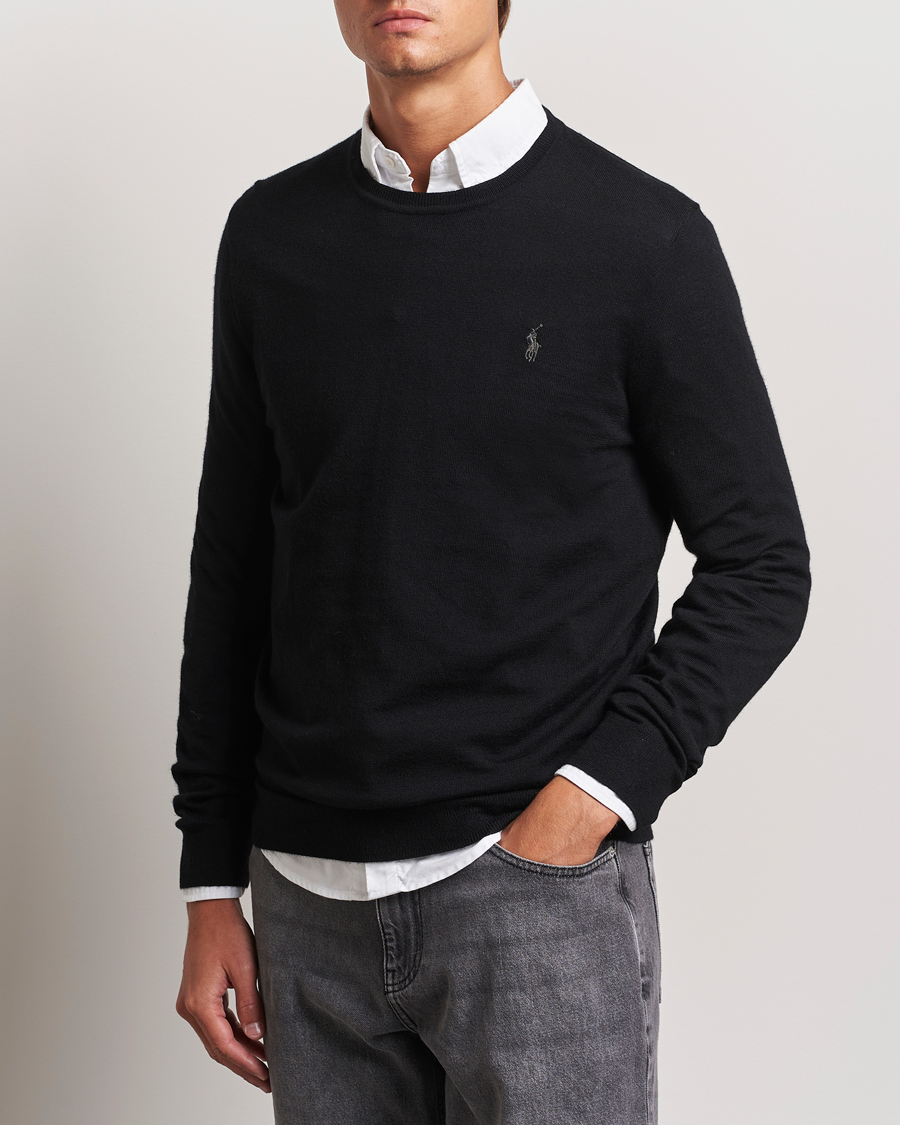 Herre | Trøjer | Polo Ralph Lauren | Merino Crew Neck Pullover Polo Black