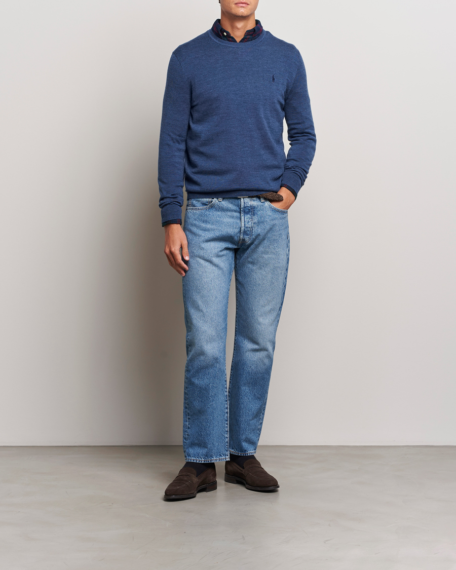 Herre | Trøjer | Polo Ralph Lauren | Merino Crew Neck Pullover Rustic Navy Heather