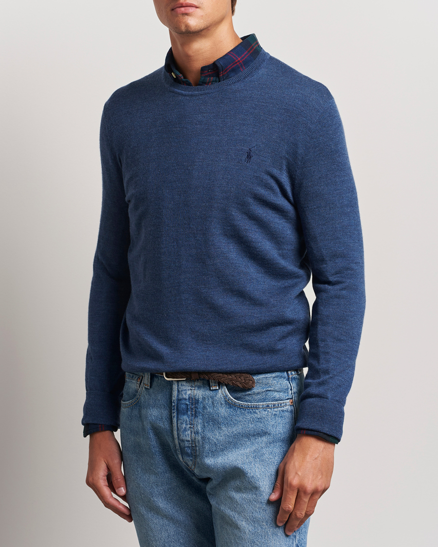Herre | Trøjer | Polo Ralph Lauren | Merino Crew Neck Pullover Rustic Navy Heather