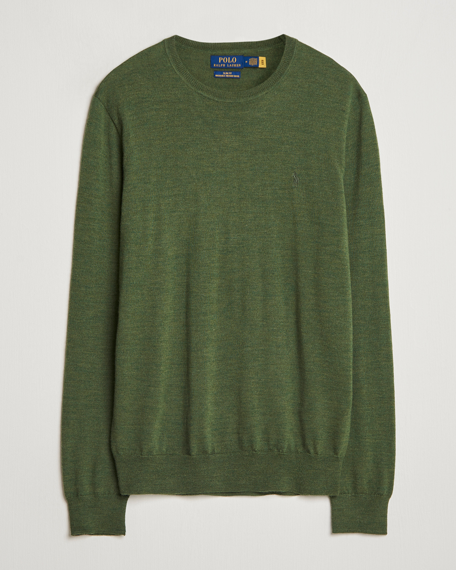 Herre | Trøjer | Polo Ralph Lauren | Merino Crew Neck Pullover Classic Olive Heather