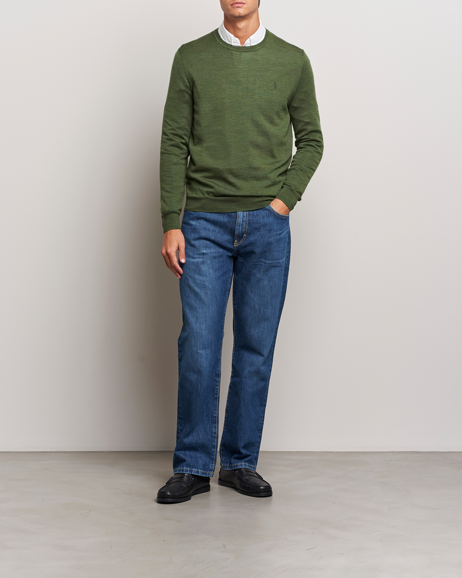 Herre | Trøjer | Polo Ralph Lauren | Merino Crew Neck Pullover Classic Olive Heather
