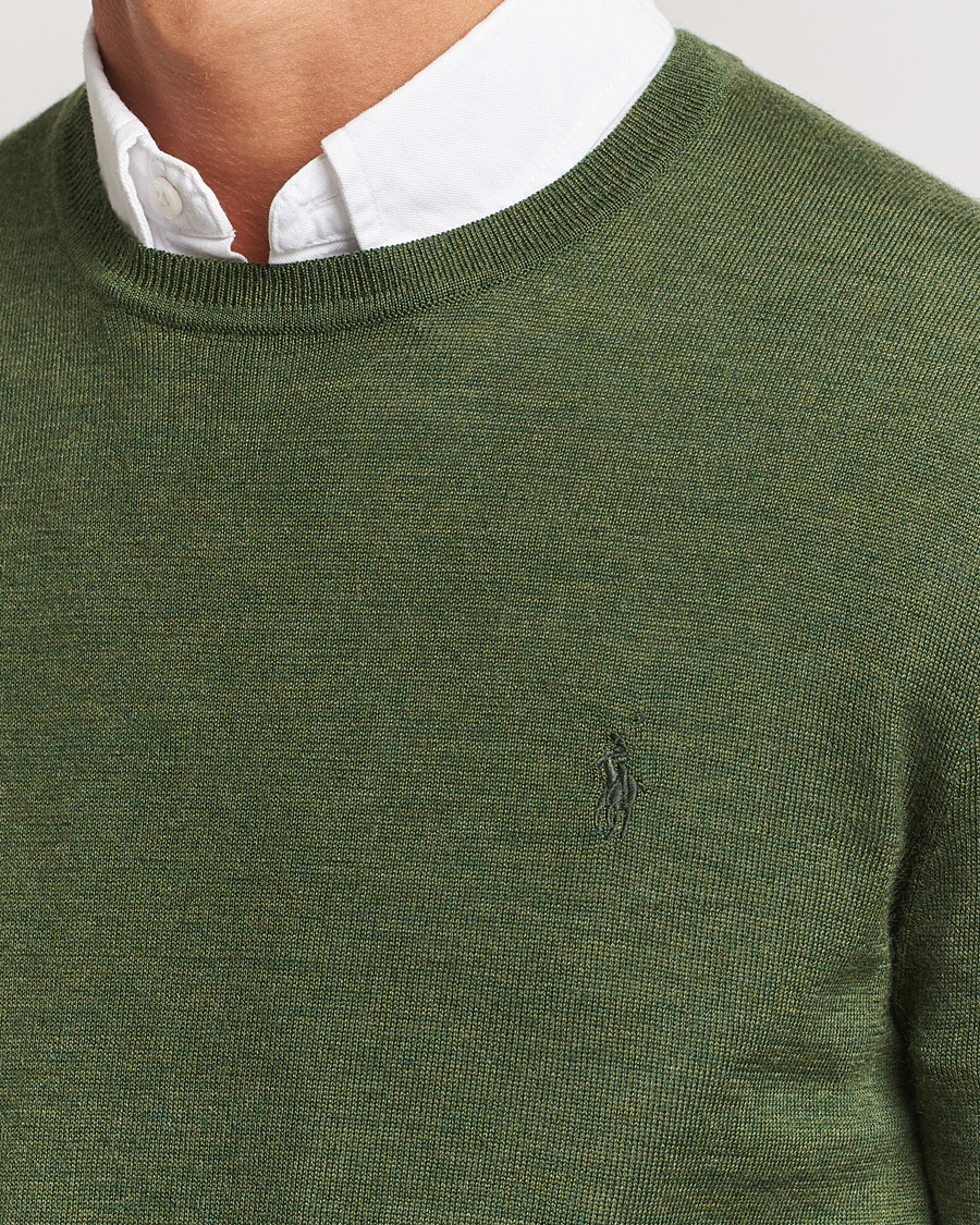 Herre | Trøjer | Polo Ralph Lauren | Merino Crew Neck Pullover Classic Olive Heather