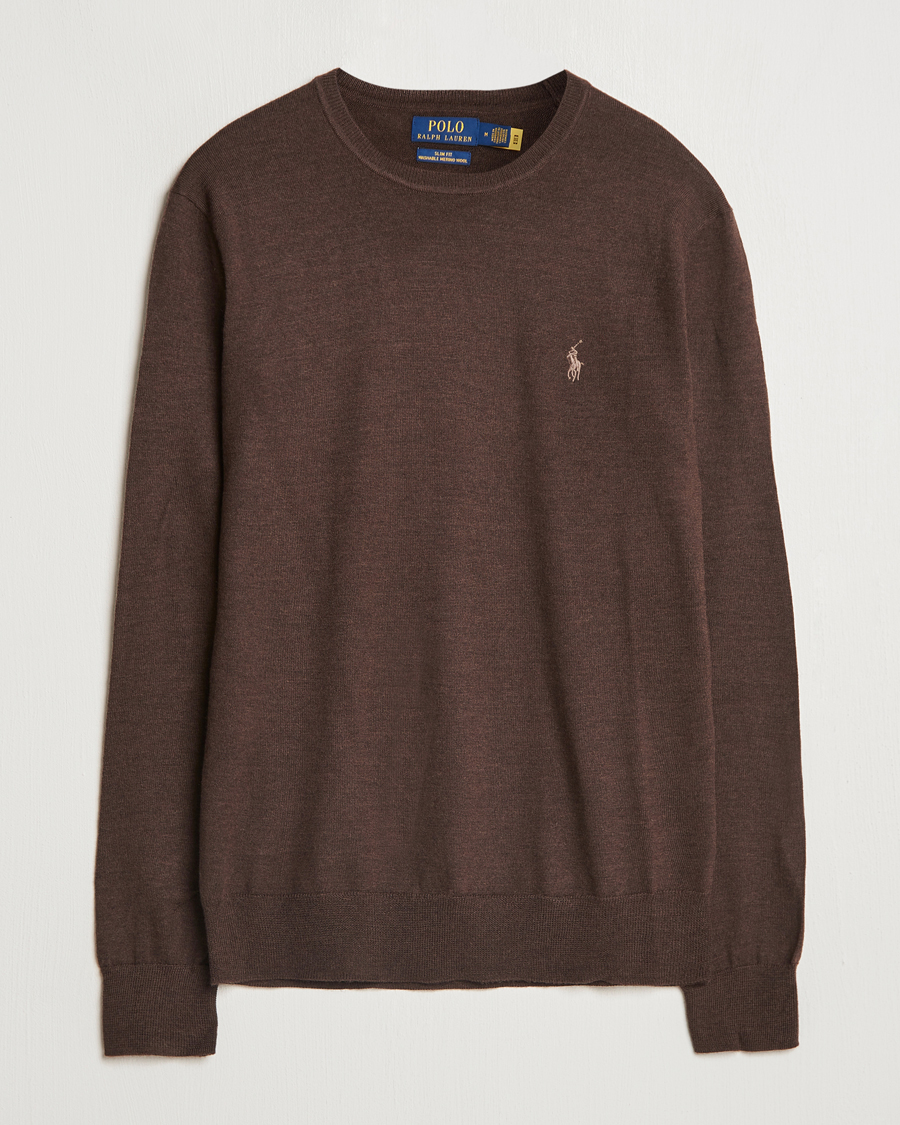 Herre | Trøjer | Polo Ralph Lauren | Merino Crew Neck Pullover Cacao Brown Heather