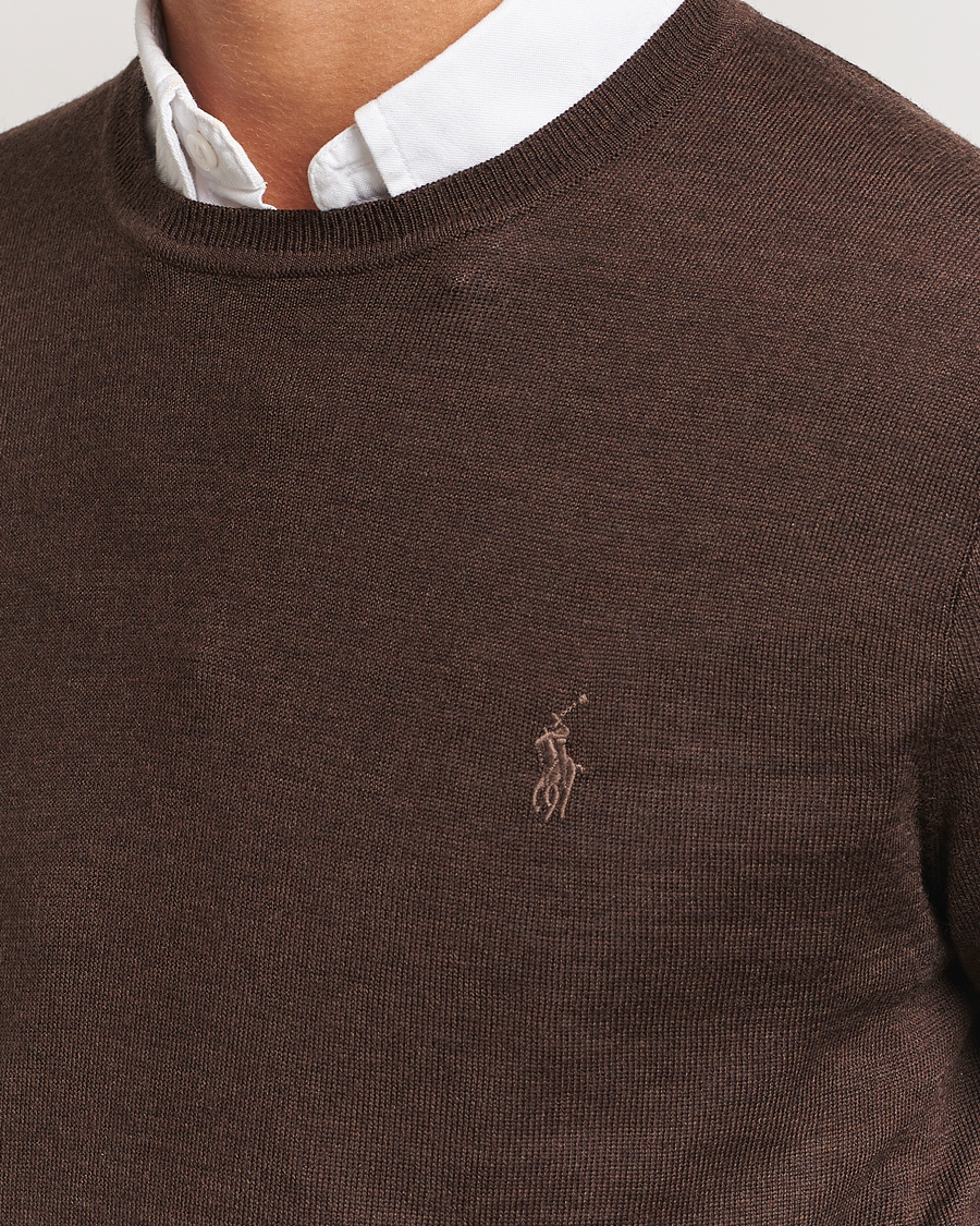 Herre | Trøjer | Polo Ralph Lauren | Merino Crew Neck Pullover Cacao Brown Heather