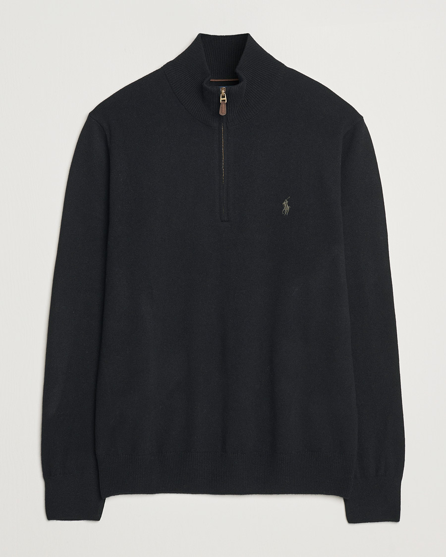 Herre | Trøjer | Polo Ralph Lauren | Merino Half-Zip Sweater Polo Black