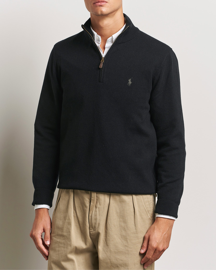 Herre | Trøjer | Polo Ralph Lauren | Merino Half-Zip Sweater Polo Black