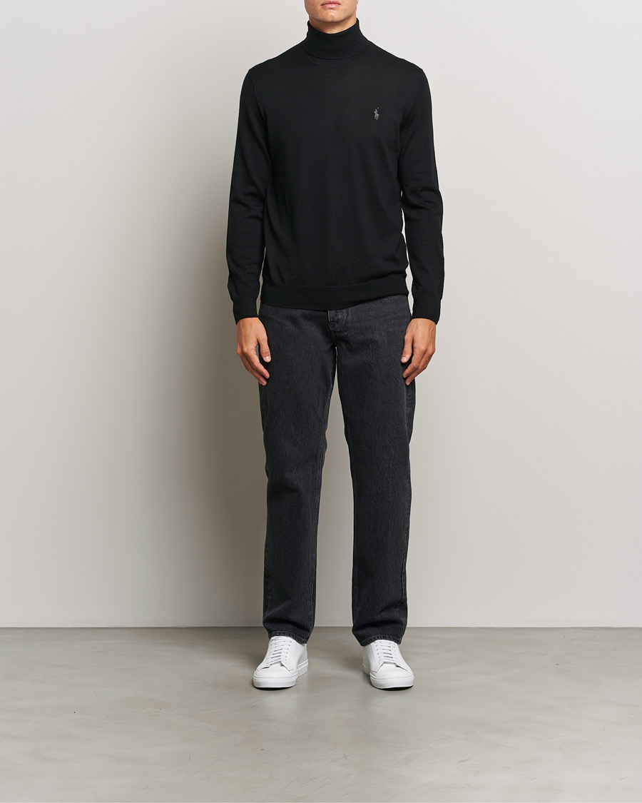 Herre | Trøjer | Polo Ralph Lauren | Merino Knitted Rollneck Polo Black