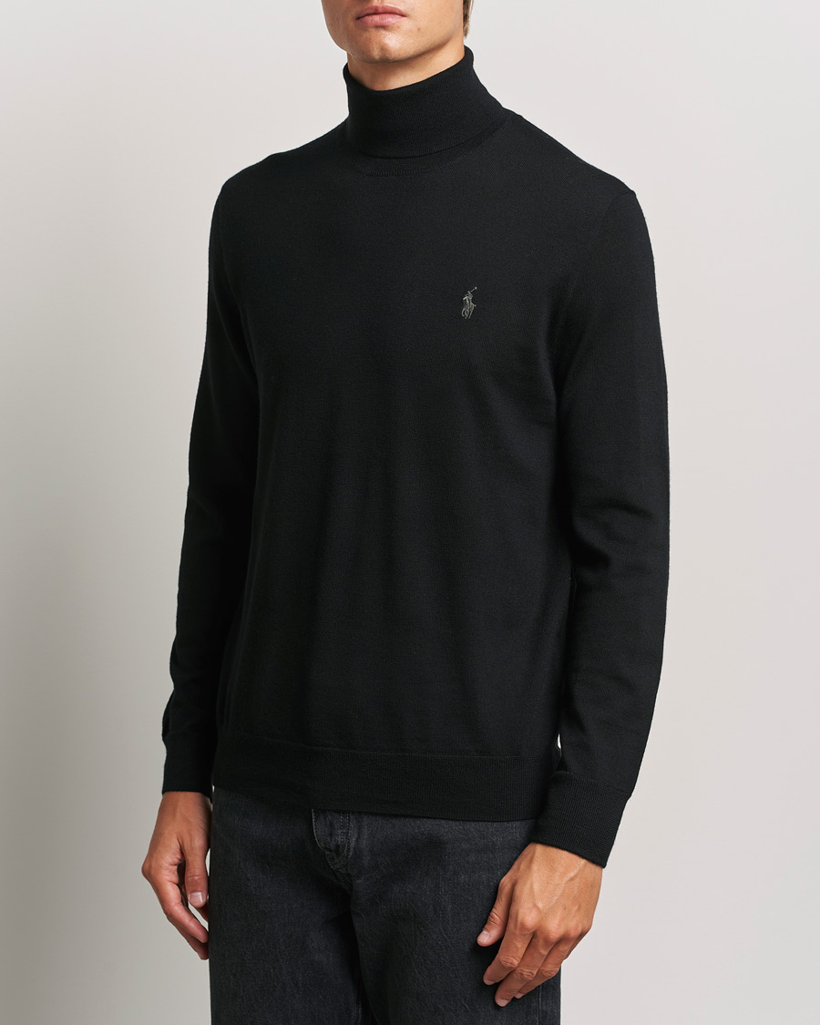 Herre | Trøjer | Polo Ralph Lauren | Merino Knitted Rollneck Polo Black