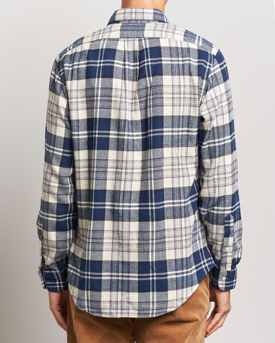 Herre | Skjorter | Polo Ralph Lauren | Custom Fit Brushed Flannel Checked Shirt White/Navy