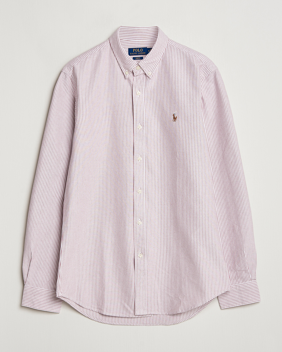 Herre | Skjorter | Polo Ralph Lauren | Slim Fit Striped Oxford Shirt Wine/White