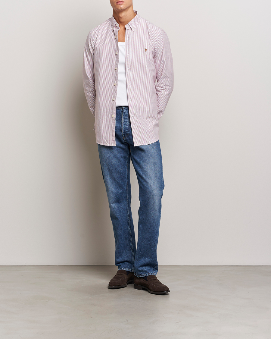 Herre | Skjorter | Polo Ralph Lauren | Slim Fit Striped Oxford Shirt Wine/White