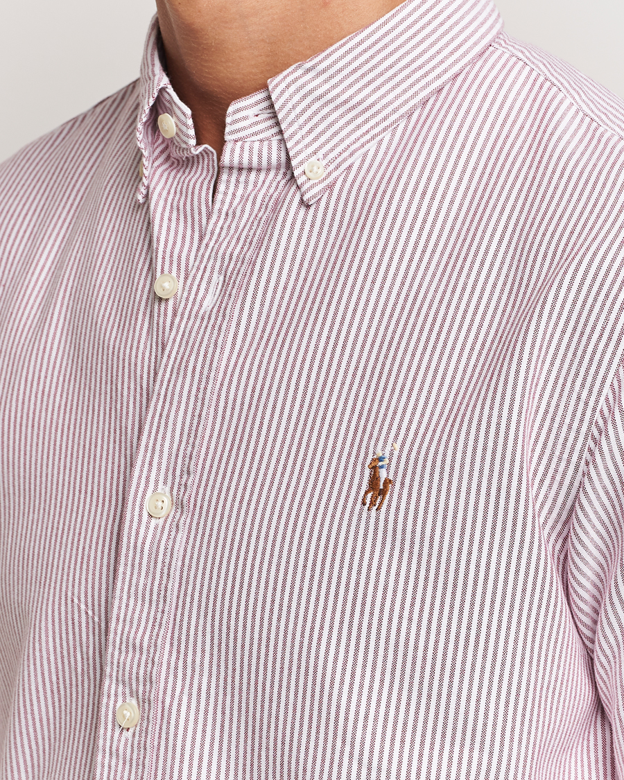 Herre | Skjorter | Polo Ralph Lauren | Slim Fit Striped Oxford Shirt Wine/White