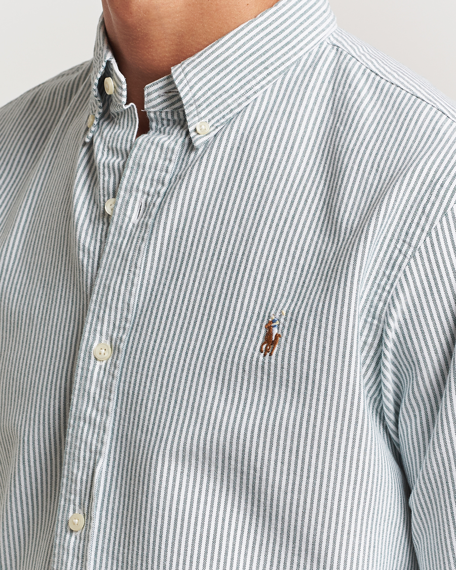 Herre | Skjorter | Polo Ralph Lauren | Slim Fit Striped Oxford Shirt Green/White