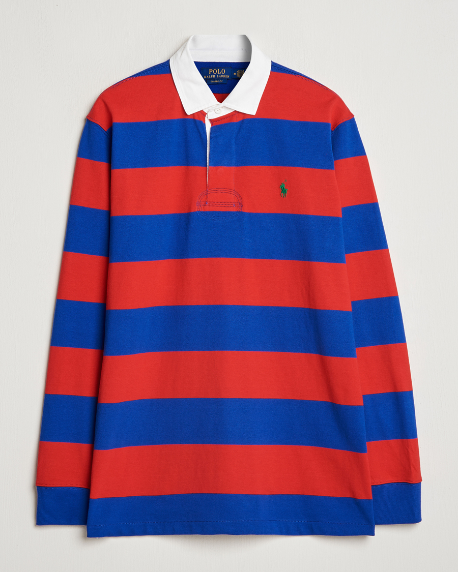 Herre | Trøjer | Polo Ralph Lauren | Jersey Striped Rugger Red/Classic Azure