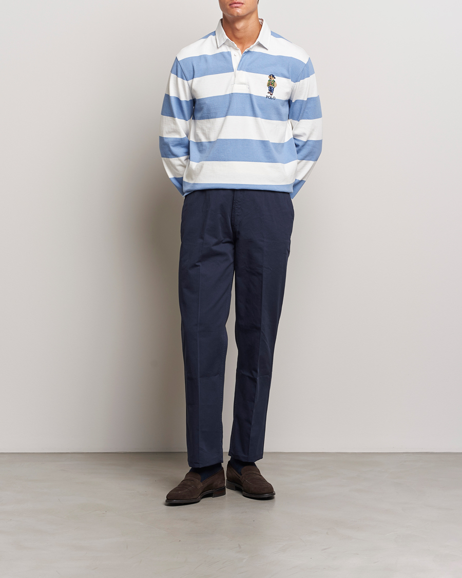 Herre | Trøjer | Polo Ralph Lauren | Striped Rugby Varsity Bear Campus Blue/White