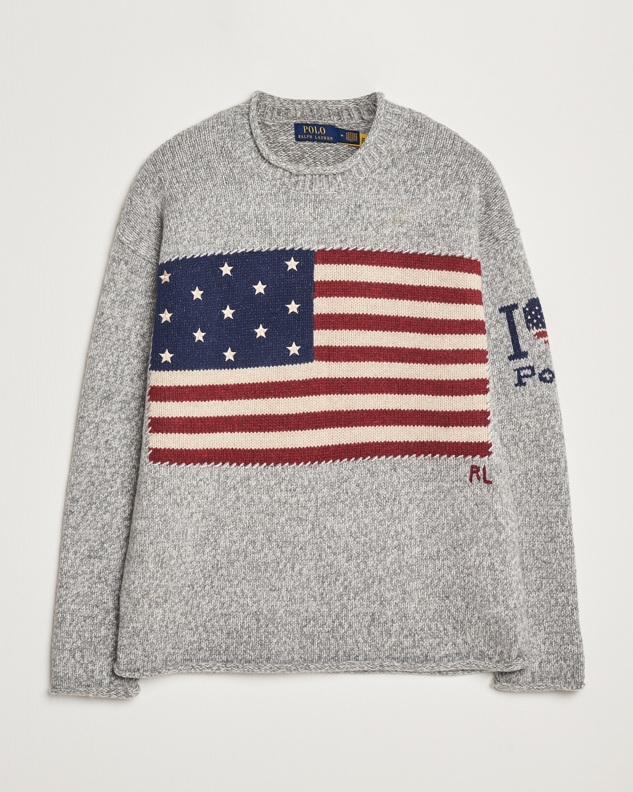 Herre | Trøjer | Polo Ralph Lauren | Wool Flag Sweater Grey Combo